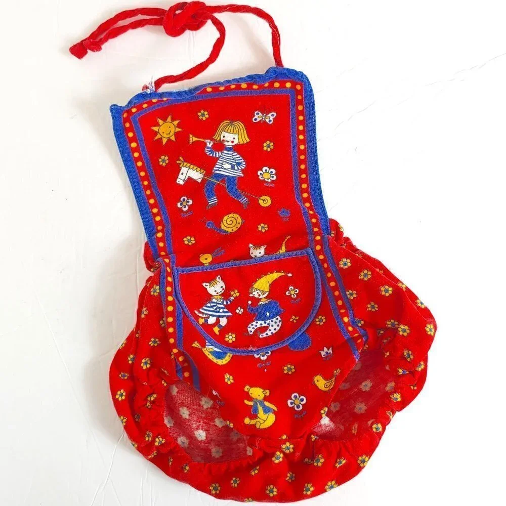 Vintage Folk Art Fairy Tale Romper One Piece Scandi‎ Girl Cotton Cat Teddy Bear